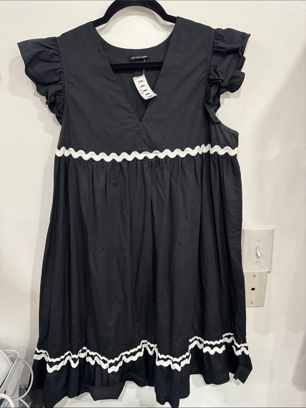 Who What Wear Black Dress with White Ric Rac Trim